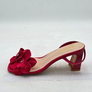 Miss Left Women Rhinestones High Heel Slingback Sandals Flowers Open Toe Chunky